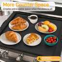 Noodle Board Stove Cover, Wooden Stovetop Cover with Non-Slip Feet, Handle & Raised Lip, Extra Counter Space for Kitchen (29.5 x 22 Black)