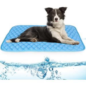 NAMOTEK Washable Dog Cooling Mat Ice Silk Cool Mat for Pet Self Comfortable Blanket Dog Pad Blue (Large)