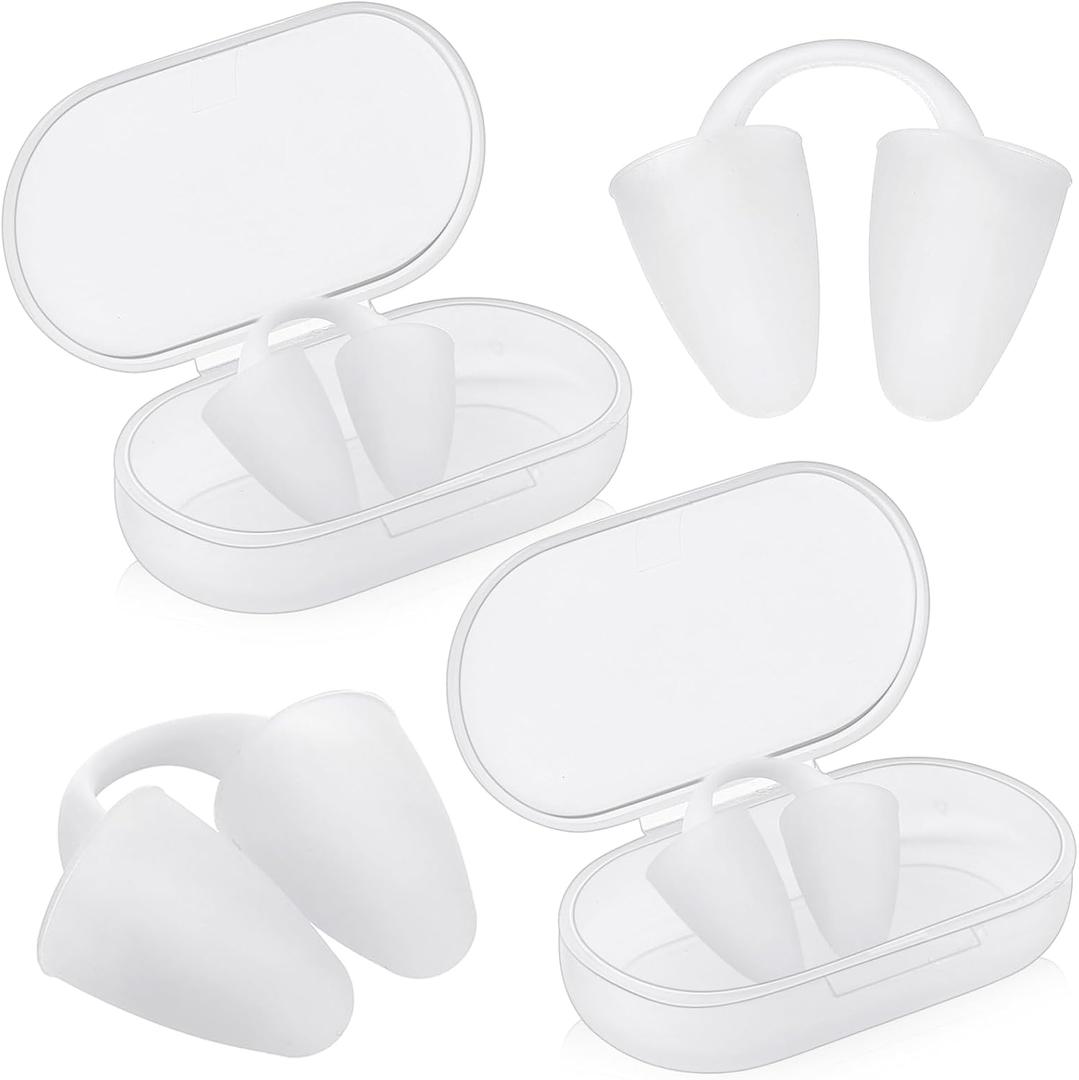 Relaxweex 2 Pack Nose Plugs for Swimming for Adults and Kids (Age 7-12), Waterproof Soft Silicone Swimming Protectors Nose Block Nostril Plugs for Swimmers Surfers Water Sports(White,Adults)