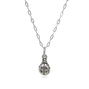 Sterling Silver Teeny Tiny Ladybug 3D Good Luck Charm Necklace, 18"