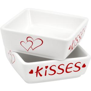 Valentines Day Decorations 2pcs Ceramics Candy Mini Dish Chocolate Candy Storage for Home Kitchen Tiered Tray Table Galentines Day Party Centerpieces Decor