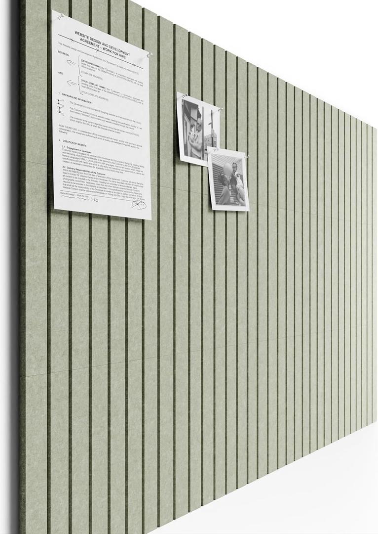 Bumusty Large Cork Board Alternative-47 x35 Felt Bulletin Board Tiles, with 30 Pushpins, 70 Adhesive Tabs, 12-Pack Slat Wall Paneling, Cork Boards for Office Push Pin Board Felt Board-Sage