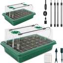2 Pack 40-Cell Seed Starting Trays with Quad LED Grow Light, Indoor Garden Kit for Year-Round Vegetables, Includes Transplant Tools & Labels