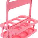Milisten Portable Drink Carrier 6 Cup Foldable Plastic Cup Holder Reusable Beverage Deliverys Holder Beer Bottle Holder with Handle for Party Restaurant (Pink)