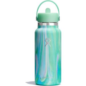 Hydro Flask 32 Oz Wide Flex Straw Cap Bottle - Insulated Stainless Steel - Wide Straw Lid, Non Spill, Leakproof in Jelly Green