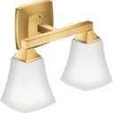 Moen YB5162BG Voss 2-Light Dual-Mount Bath Bathroom Vanity Fixture with Frosted Glass, Brushed Gold