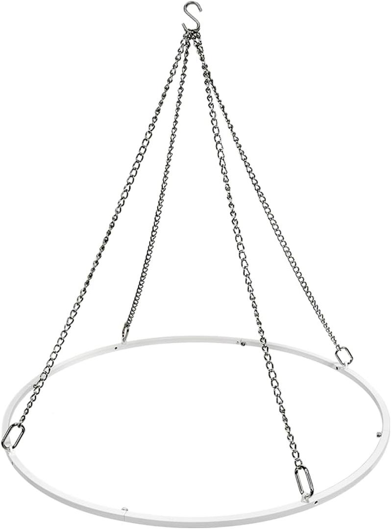 Ceiling Drapes Hanging Kit, 24 Inch Round Ceiling Canopy Hoop Hardware Kit, White Metal Ceiling Draping for Ceiling Drape Hanging Hoop Ring Kit for Wedding Ceremony Ceiling Decorations