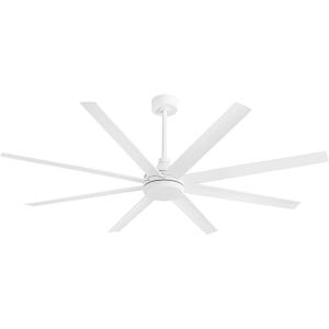 72 Inch Ceiling Fan No Light, Black Industrial Ceiling Fan with Remote Control, 8 Reversible Blades Quiet DC Motor 6-Speed Timer Function, Indoor Outdoor No Light Fan for Living Room (White)