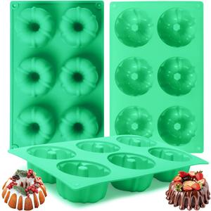 3Pcs Silicone Original Cake Pan, 6Cavity Mini Heritage Cake Silicone Mold for BakingNon-stick Baking Mold for Cupcake Cornbread Brownie Jello (Original)