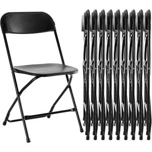 Sweetcrispy Folding Chair 10 Pack, Plastic Foldable Chairs with 330-Pound Capacity, Sturdy Metal Portable Chair, Easy to Use and Store, Outdoor and Indoor, for Home, Office, Party, Comfy, Black