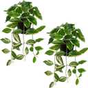 Briful Small Fake Plants Indoor (Set of 2) Realistic Faux Trailing Plant Artificial Potted Plants in Black Pot Pink N' Joy Leaf Houseplant for Living Room Table Kitchen Counter Shelf