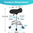 YEEZEE Saddle Stool Ergonomic- Comfortable Rolling Saddle Stool with Wide Thick Saddle Seat Padding, Swivel Adjustable Saddle Chair with Wheels and Ring Pedal for Medical Massage Salon (Dark Black), 15" x 16" x 21"