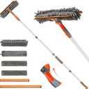 Eazer Squeegee Window Cleaner Tool, 2 in 1 Rotatable Window Cleaning Squeegee Kit with Extension Pole, 62'' Window Washing Kit, Bendable Head for Car Glass - 2 Scraper