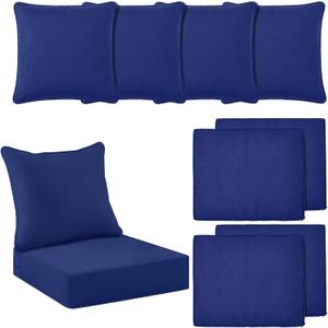 Tingjoo 4 Set 24x24x4 Inch Outdoor Chair Cushions Covers, Waterproof UV Resistant Patio Cushion Replacement Seat Slipcovers, and 24 x 20 Back Covers with Zipper for Furniture, Deep Seat Sofa (Navy)
