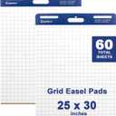 Comix Grid Sticky Easel Pad, 25 x 30 Inches Flip Chart Paper for Teachers, Large Self-Stick Pads for Office School, 30 Sheets/Pad, 2 Pads/Pack