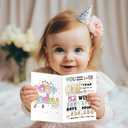 4 x UUEFKTN Cute Happy First Birthday Card Gift for 1st Baby Girls Boys Kids, Ideal 1st Birthday Card Decor For One Year Old Daughter Son Granddaughter Grandson Niece Nephew, Best Born in 2024 Gift