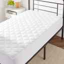 Amazon Basics Hypoallergenic Quilted Mattress Topper Pad, 18 Inches Deep, Twin, White