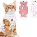 2 PCS Cat Recovery Suit Female Cat Onesie for Cats After Surgery Spay Abdominal Wounds, Kitten Surgery Recovery Suit Female Breathable E-Collar Alternative Kitten Onesie Anti Licking Medium