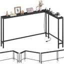 YATINEY Narrow Console Table with Outlets, 78.7" Sofa Table Narrow Long, L Shaped Behind Couch Entryway Table with Charging Station, for Living Room, Hallway, 3 Assembly Options, Black CT17UBB, 78.7"L x 5.9"W x 29.5"H