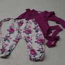 Newborn Baby Girl Clothes, Infant Girl Outfits Long Sleeve Ruffle Romper + Floral Pants + Headband Set (6-9 Months, Purple & White)