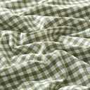 HighBuy King Size Sheet Set 100% Washed Cotton Gingham Bedding Sheets,Cooling & Breathable Sage Green Plaid Design,Comfortable Feel,16" Deep Pocket,4-Piece Sheets Set,Farmhouse Grid Sheets