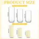 Veiuwa 36-Pack Ivory Pillar Candles (2''X3,4,6) & 36-Pack Glass Cylinder Vases(2.6''X5,6,8),Hurricane Candles,Wedding Centerpiece Decor Set-Mixed Heights for Table, Proposal, Event.