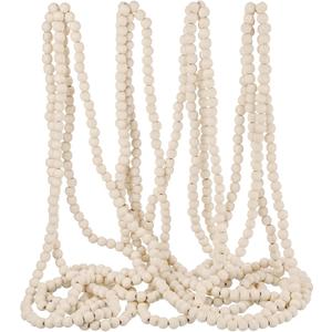 Christmas Wood Bead Garland 39.3 ft Round Craft Wooden Beaded Garland Rustic Christmas Vintage Decorations Boho Farmhouse Ornaments or Winter Holiday Indoor Home Xmas Tree Decor