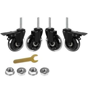 3" Caster Wheels,Heavy Dudy Swivel Casters Set of 4 (2 Brake,2 Swivel), 3/8"-16x1.5" Threaded Stem Casters,No Noise Rubber Wheel Industrial Castor Replacement with Flange Nuts