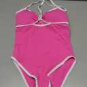 OQQ Womens One Piece Swimsuit Cutout Push Up Tummy Control Bathing Suit with Adjustable Straps (Small, Rose)