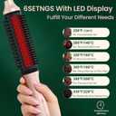 Infrared Thermal Brush 2-in-1 Curling Straightening Round Brush 1.5 Inch Heated Round Brush 6 Heat Settings Dual Voltage Styler Sleek Shiny Results Salon Styler Women Gifts Pink