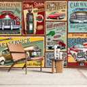 AFZEVEB-Car Poster Wallpaper Vintage Wall murals for Bedroom 114"x74" (Not Peel and Stick) (A017)