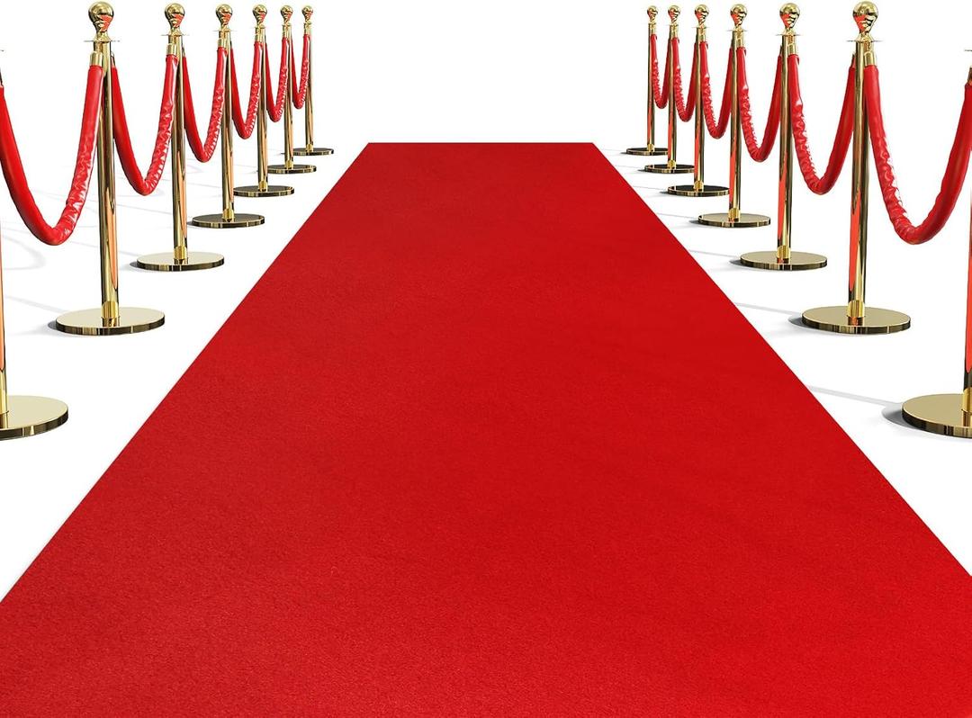 SALLOUS 450 GSM Extra Thick Red Carpet Runner 4x30 ft, Heavy-Duty Reusable Rug Runner for Party, Non-Slip Red Carpet with Rubber Backing, Aisle Runway Rug for Weddings, Events Decorations