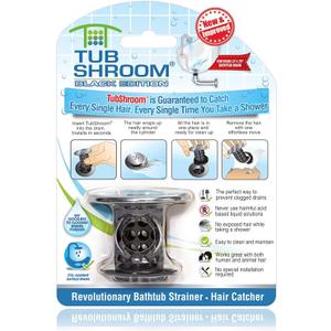 TubShroom Tub Drain Hair Catcher, Black Chrome  Protector and Catcher for Bathroom Drains, Fits 1.5 1.75 Bathtub Shower Drains