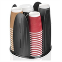 MYITYARD Rotating Coffee Cup Dispenser, Paper Cup Holder with 4 Compartments, Cup and Lid Organizer for Countertops, Removable Paper Cup Dispenser for Kitchen, Coffee Stations, Black