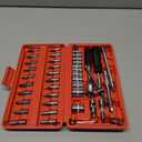 Egofine 46 Pieces 1/4 inch Drive Socket Ratchet Wrench Set, with Bit Socket Set Metric and Extension Bar for Auto Repairing and Household, with Storage Case