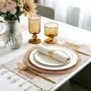 Placemats Set of 8 - Rattan Round Place Mats & 11.8 x 17 Cotton Braided Placemat for Dining Table Setting, Rustic Farmhouse Boho Wedding Decor, Wicker Woven Charger Dinner Plates, 16Pcs