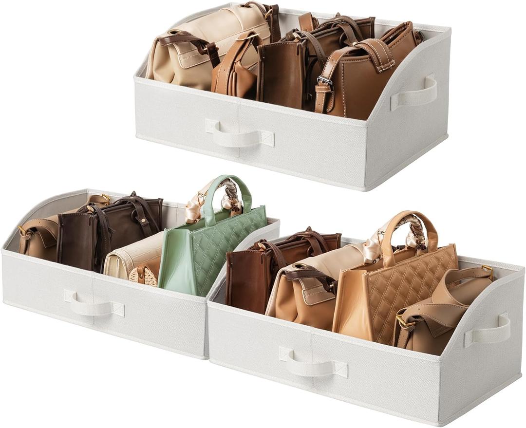 GRANNY SAYS Shelf Storage Baskets, Clothes Storage Bin, Organizer and Storage Bins, Trapezoid Storage Boxes, Clothing Bins for Changing Table Closet Shelves, Pearl White, Jumbo, 3-Pack