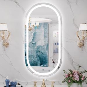 LED Bathroom Mirror with Lights, 3ftx16Inch Oval Led Bathroom Vanity Mirror for Wall with Front and Backlit, Anti Fog Mirror for Bathroom, 3 Colors and Dimmable Light, Horizontal/Vertical