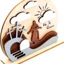 2 x Easter Decoration Jesus Resurrected Tomb, He is Risen Easter Decor, Wood Christian Resurrection Scene, Christian Religious Gifts. Holiday Decorations Jess Display, Gifts for Church, Shelf, Desk