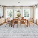 Area Rugs 9x12 Living Room: Vintage Boho Neutral Washable Rug Indoor Soft Large Area Rug Carpet for Bedroom Nursery Farmhouse Dining Room Office Floor Non-Slip Low Pile Under Table Rug Gray