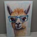 Alpaca Canvas Wall Art Nursery Wall Decor Funny Animals Wearing Glasses Pictures Prints Cute Camel Painting Framed Artwork for Living Room Bedroom Bathroom Home Decoration - 16.00"x24.00"