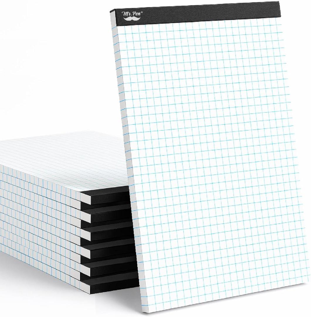 Mr. Pen- Graph Paper, 12 Pack, 55 Sheets/Pack, 8.5"x11", 4x4 (4 Squares Per Inch), Math Graph Paper Pad, Computation Pads Bulk