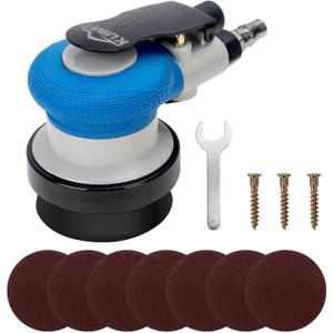 3-Inch Mini Air Sander | High-Speed 11,000 RPM Pneumatic Orbital Tool | Compact DA Sander for Auto Detailing, Spot Repair & Small Projects (Black)