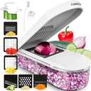 Fullstar Vegetable Chopper, Mandoline Slicer - Cheese Grater, Food Chopper with Container, Kitchen Gadgets, Home Essentials (6-in-1, Full White)