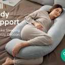 Momcozy U Shaped Pregnancy Pillows with Cotton Removable Cover, 57 Inch Full Body Pillow Maternity Support, Must Have for Pregnant Women, Hatha Grey