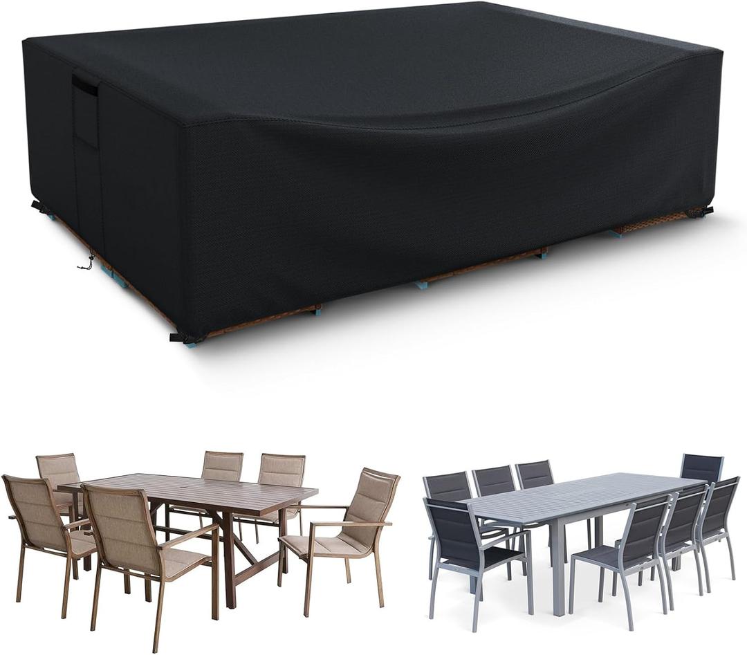 Patio Furniture Covers Waterproof, Heavy Duty 600D Outdoor Furniture Covers for Outdoor Dining Table and Chair,Tear Resistance and Anti-UV,Black,74"L x 47"W x 28"H Patio Furniture Covers Waterproof, Heavy Duty 600D Outdoor Furniture Covers for Outdoor Dining Table and Chair,Tear Resistance and Anti-UV,Black,74"L x 47"W x 28"H