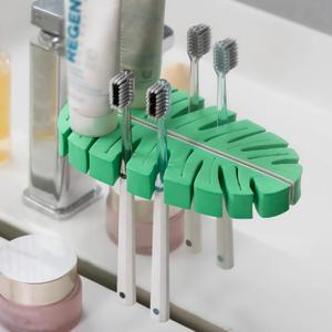 Self Adhesive Toothbrush Holders Wall Mounted, Toothbrush Organizer for Shower, Multipurpose Rack Hanger for Power Plug, Pen, Key(Green) (1)