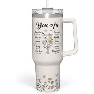 SANDJEST Christian Gifts for Women, Inspiration Gifts Tumbler 40oz Stainless Steel Insulated with Handle and Straw - Mother's Day Birthday Religious Gifts for Mom, Friend, Sister, Grandma