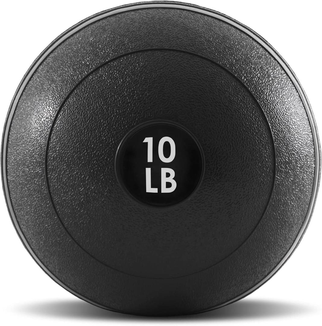 ProsourceFit Slam Medicine Balls 10 lbs Smooth and Tread Textured Grip Dead Weight Balls for Strength and Conditioning Exercises, Cardio and Core Workouts (Classic - Black)
