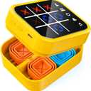 Rechargeable Tic Tac Toe Game Box, Upgraded 5 Fun Brain and Memory Games, Compact Handheld Game Console, Portable Puzzle Travel Game Ideal Gifts for All Ages 3+ (Yellow)